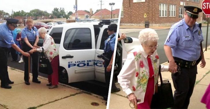 Oficiales "arrestan" a mujer de 102 años para ayudarla con su lista de cosas pendientes