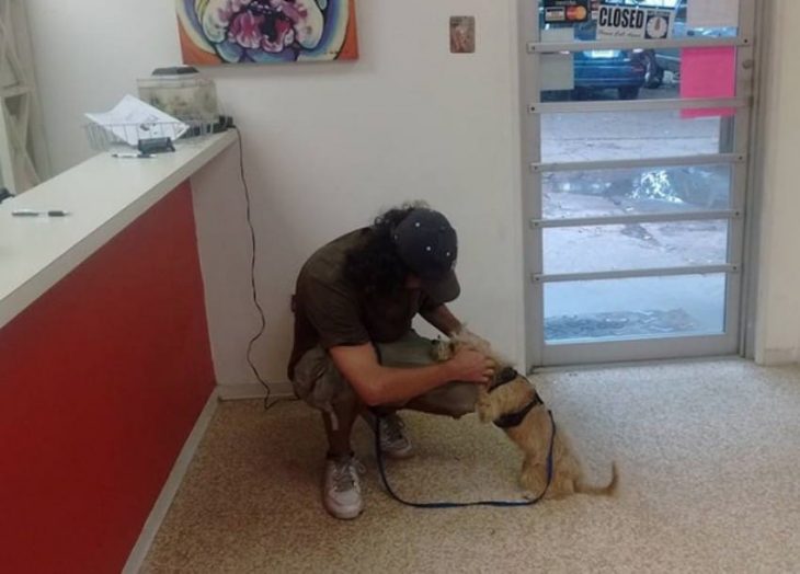 hombre en el suelo con perro 