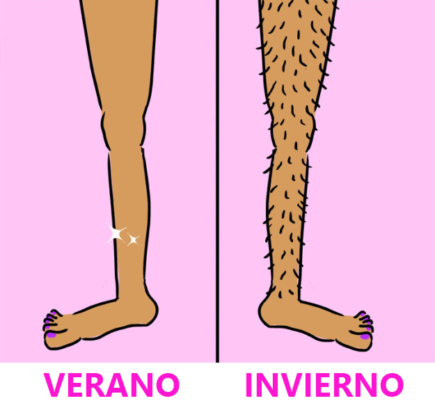 Piernas en verano y en invierno. 