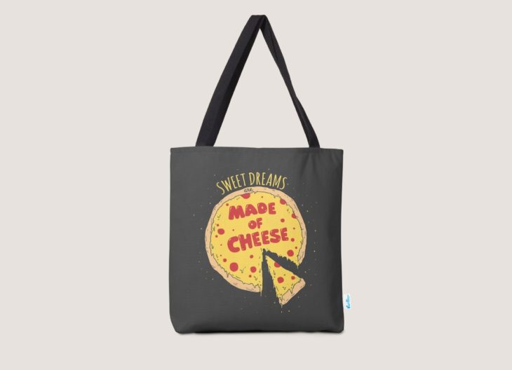 bolso de tela con logo de queso