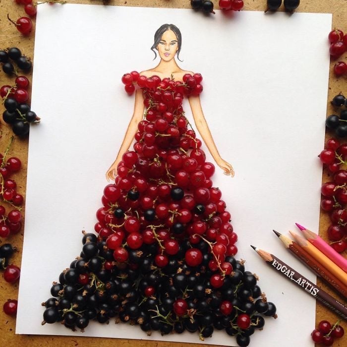 30 increíbles diseños de vestidos hechos con comida