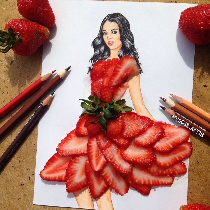30 increíbles diseños de vestidos hechos con comida