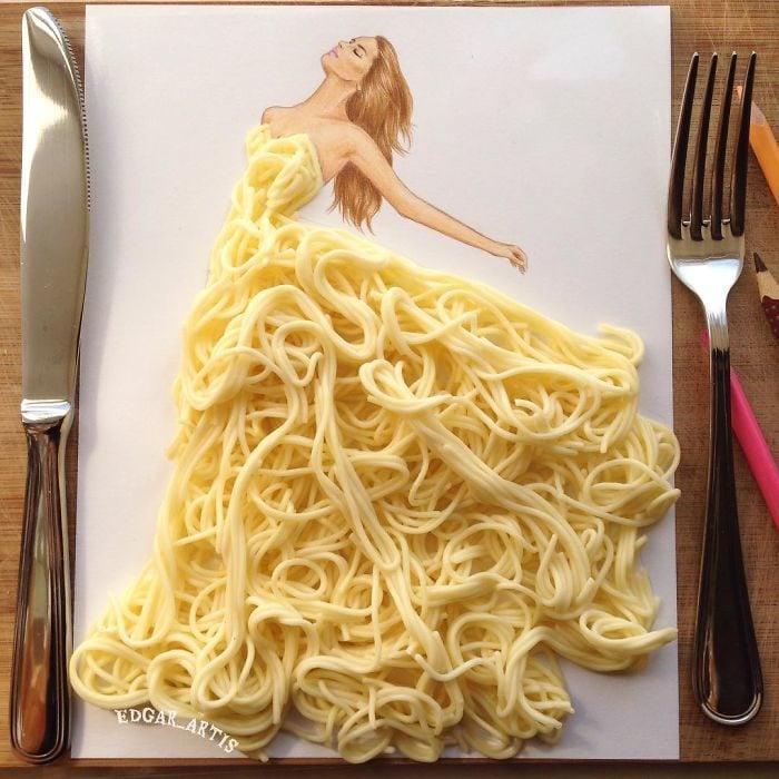 30 increíbles diseños de vestidos hechos con comida