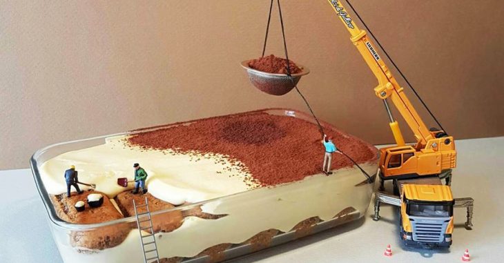 Chef italiano crea mundos miniatura sobre sus creaciones de repostería