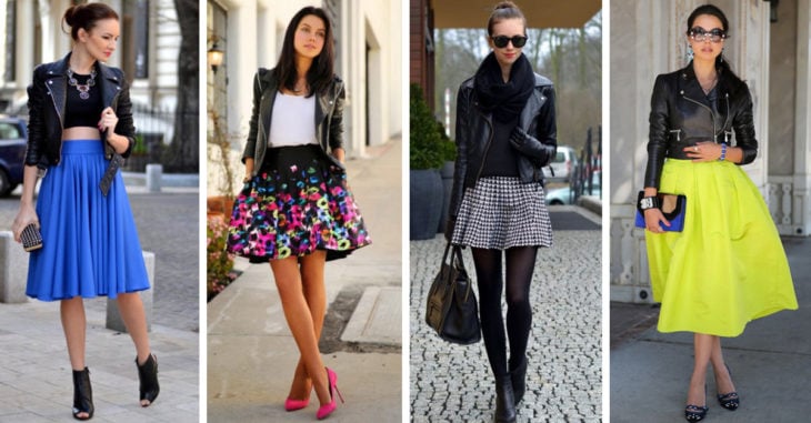 15 Combinaciones de falda y chaqueta de cuero que deberías usar