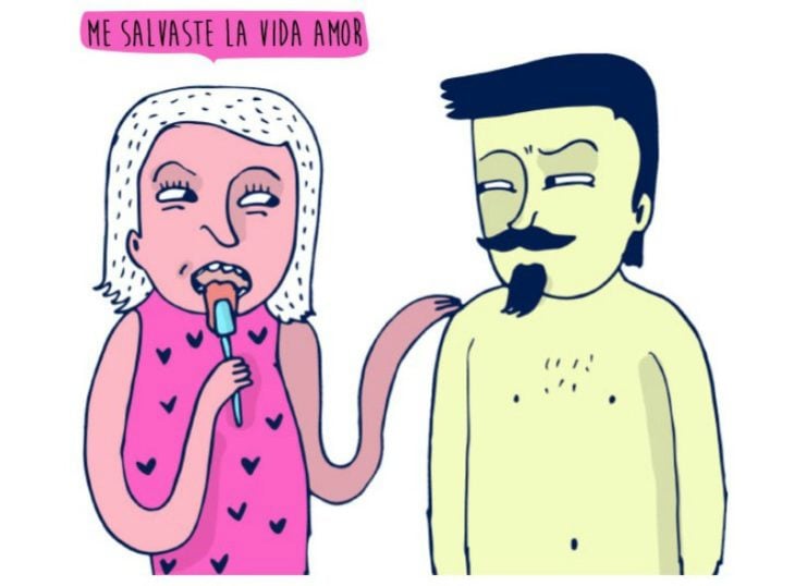ilustración de hombre y mujer con cepillo de dientes 