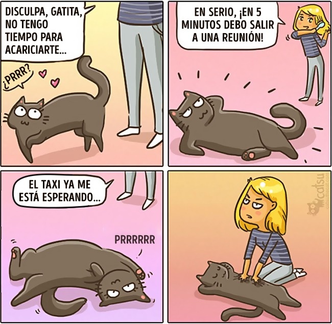 Cómic gato en casa razón de tu impuntualidad 