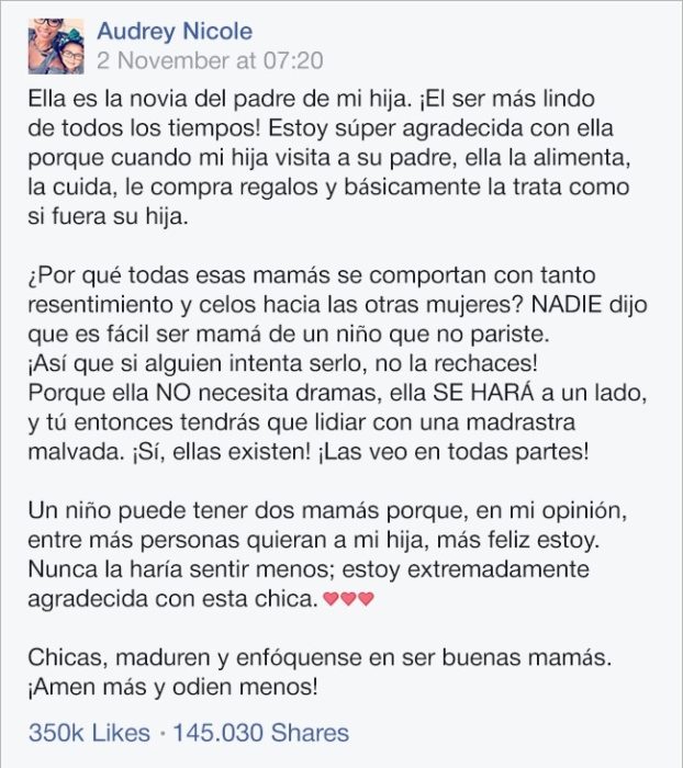 Carta de una madre a la nueva novia de su exmarido