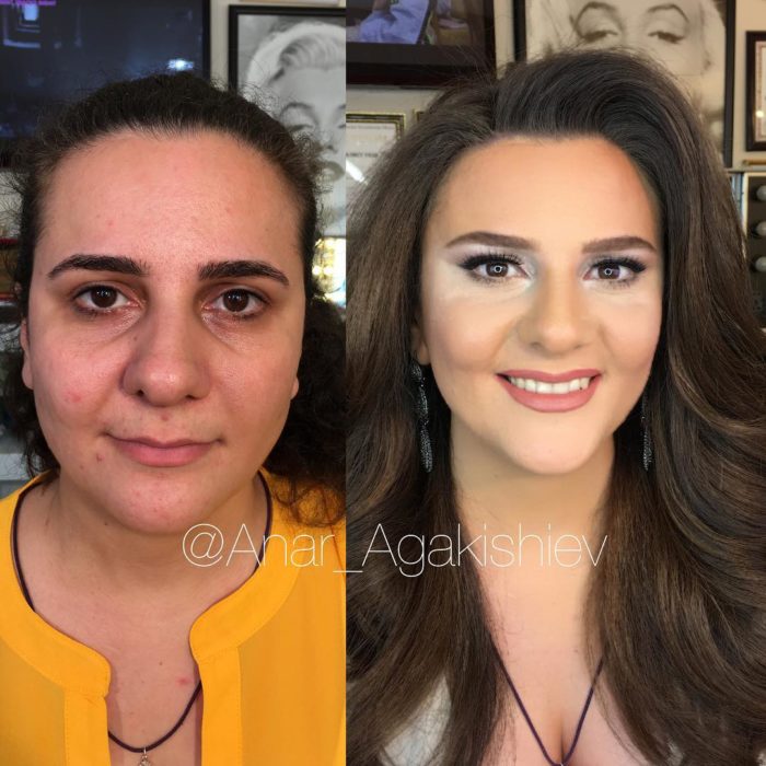 antes y después de una mujer a la que le regresaron su juventud con un poco de maquillaje 