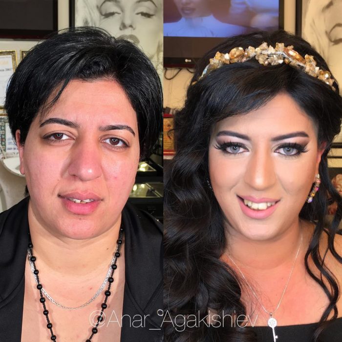 antes y después de una mujer a la que le regresaron su juventud con un poco de maquillaje 