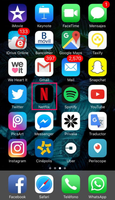 Captura de pantalla de Netflix en un iPhone 