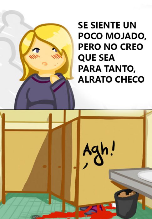 Ilustración de una chica en el baño. 