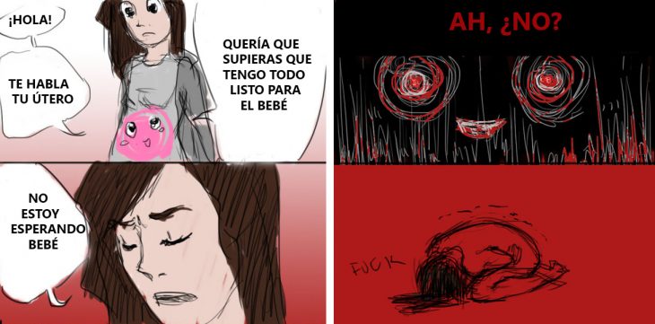 Ilustración de una mujer teniendo su periodo. 