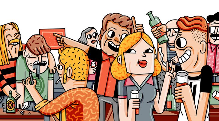 ilustración de personas en una fiesta 