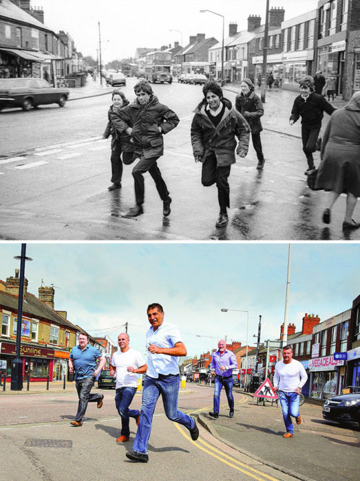 fotografía antes y después 30 años chicos corriendo