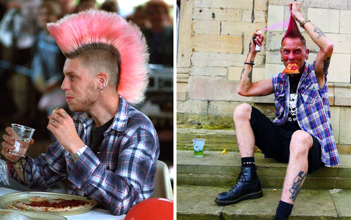 foto punk cabello rosa antes y después 30 años