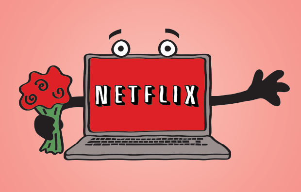ilustración de laptop con flores y netflix gif 