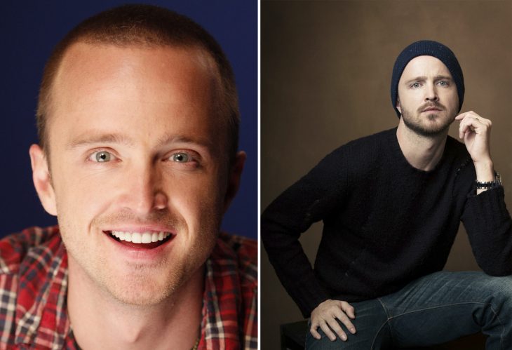 Aaron Paul con y sin barba. 