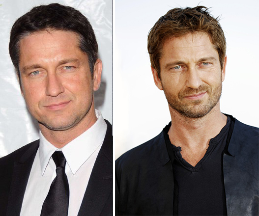 Gerard Butler con y sin barba. 