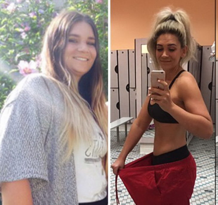 transformacion de mujer con sobrepeso antes y después 