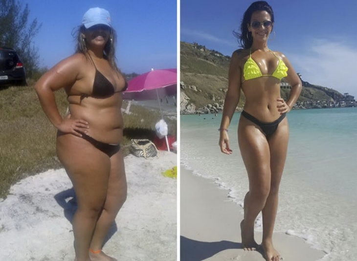 transformacion de mujer con sobrepeso antes y despues 
