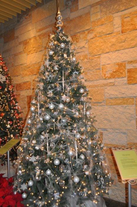 árbol de Navidad tradicional de Ucrania lleno de telarañas