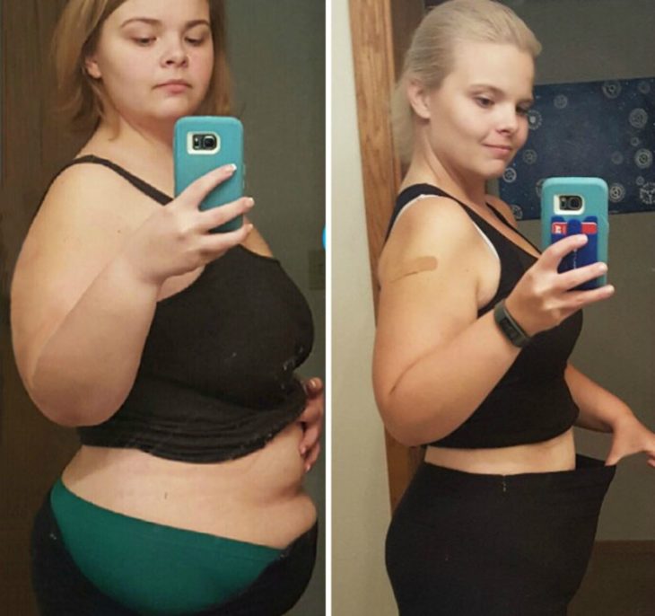 transformacion de mujer con sobrepeso antes y despues 