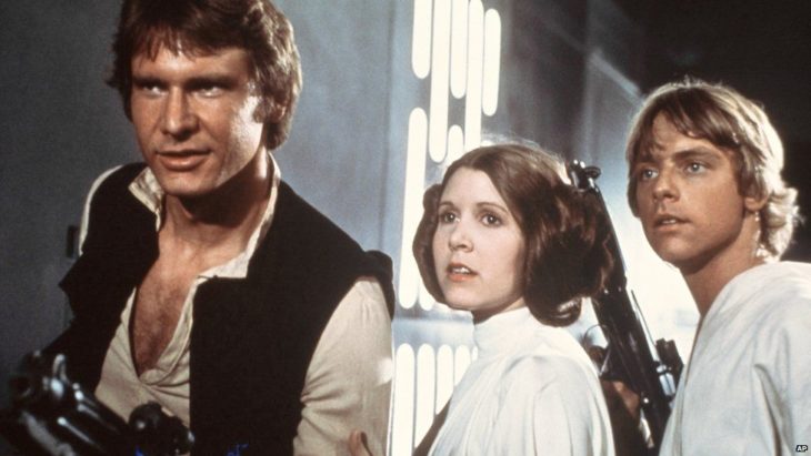 Carrie Fisher, Harrison Ford y Mark Hamill en Star Wars