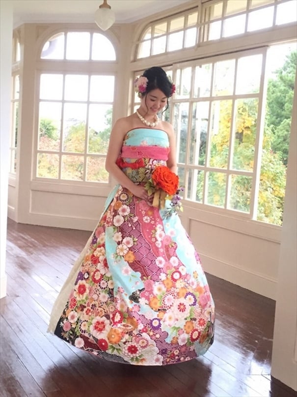 Estas novias convirtieron los kimonos en hermosos vestidos
