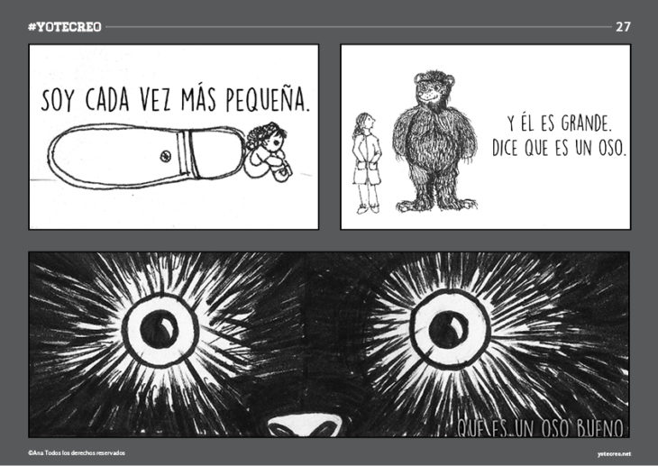 ilustración de oso al lado de muñeca 