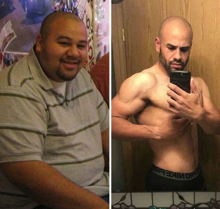 transformacion de hombre con sobrepeso antes y despues 