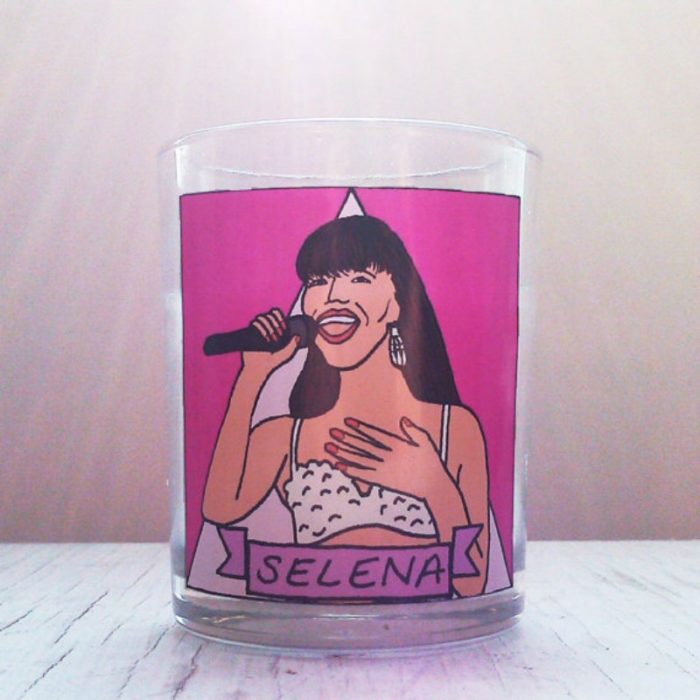 vela con vaso de selena