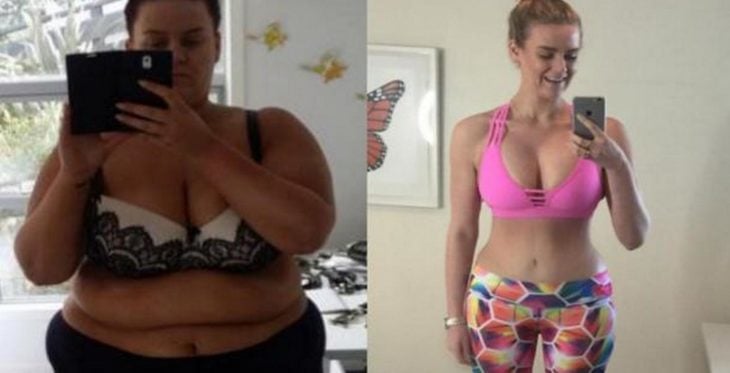 transformacion de mujer con sobrepeso antes y despues 