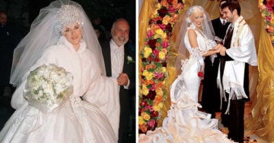 20 famosas con vestidos de novia fuera de lo común