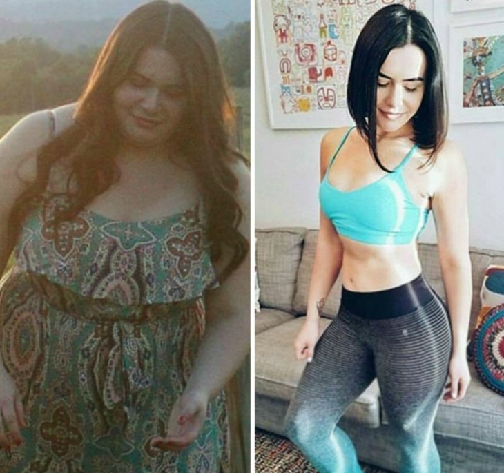 transformacion de mujer con sobrepeso antes y despues 