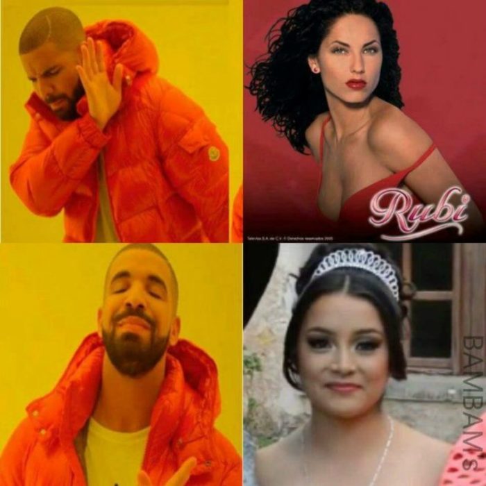 meme drake hombre mira a mujer 