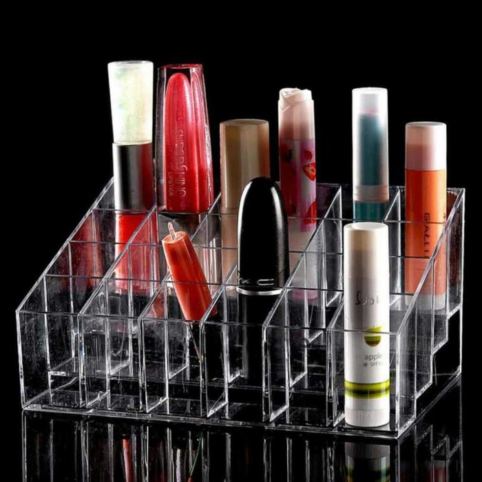 organizador de labiales con caja transparente