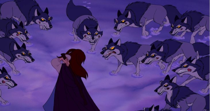 Bella peleando con lobos