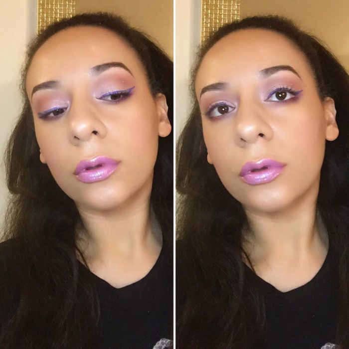 chica morena clara con labial unicornio