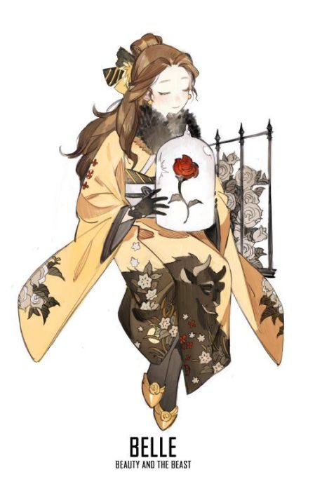 bella disney anime kimono