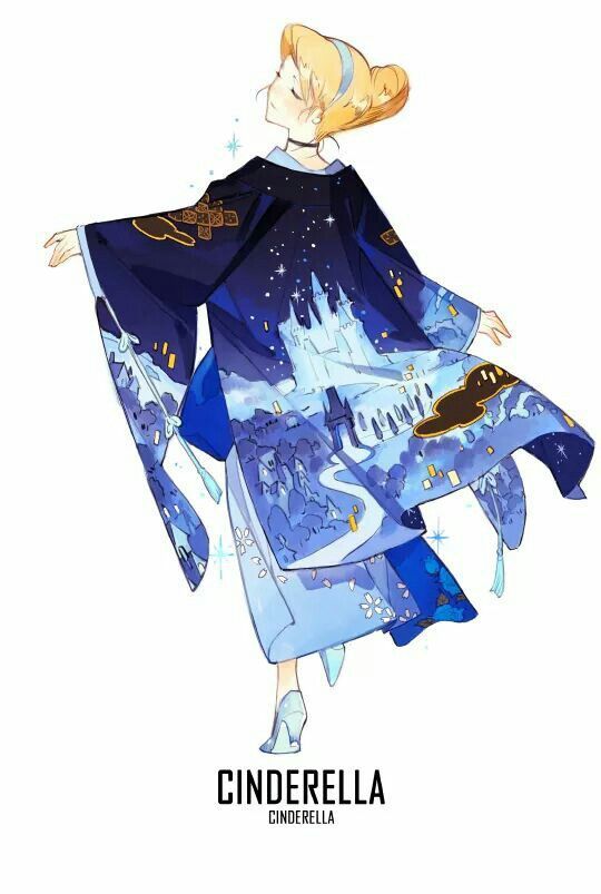 Ilustrador chino dibuja las princesas Disney usando Kimono Ilustrador chino dibuja las princesas Disney usando Kimono