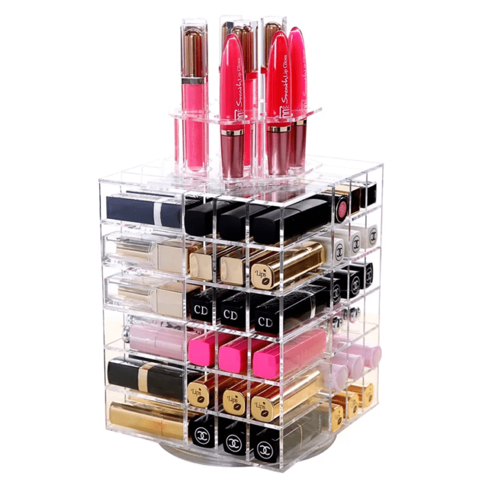 organizador de labiales con caja transparente