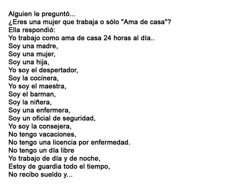 CARTA DE UNA MADRE QUE TRABAJA TODO EL DÍA