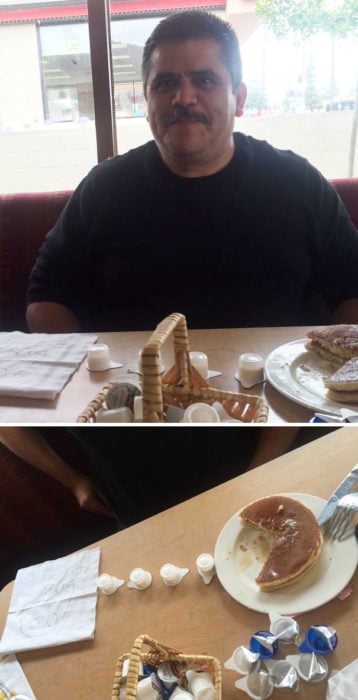 papa juega con su comida
