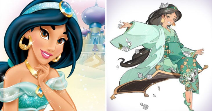 Las princesas Disney ilustradas al estilo Japones