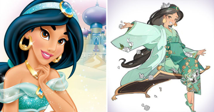 Las princesas Disney ilustradas al estilo Japones