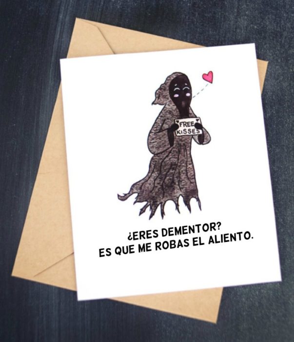 tarjeta con ilustración y frase 