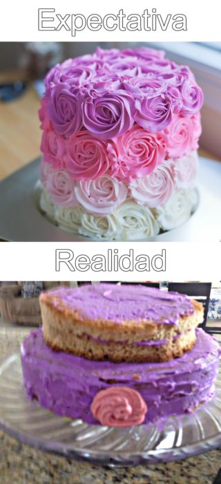 pastel rosa con morado y flores 