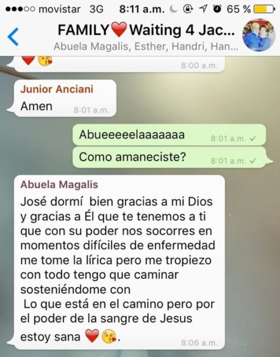 Converación de una abuela en whatsapp