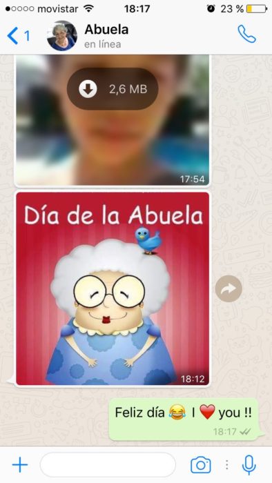 Converación de una abuela en whatsapp